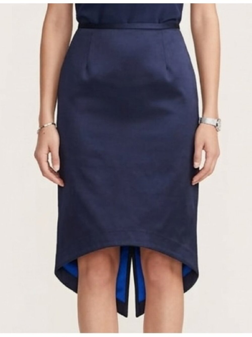 Vintage Blue Iridescent Fishtail Taffeta Midi Pencil Skirt - 6/8 🇳🇿